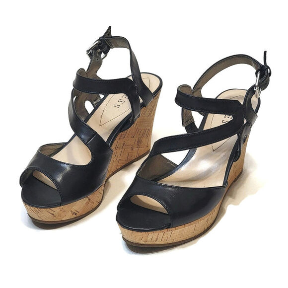Guess Platform Wedge Cork Sandal High Heel Open Toe Round Toe Sexy Y2K Trendy 7 - Picture 14 of 14